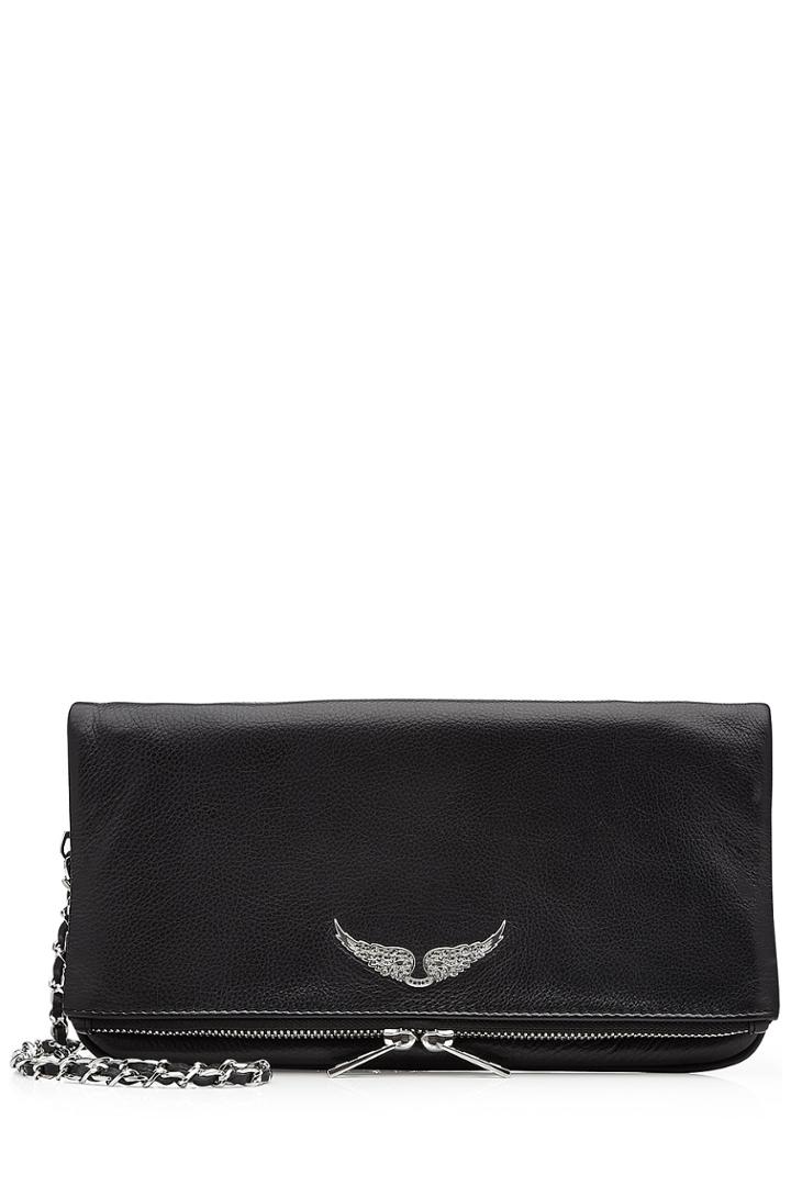 Zadig & Voltaire Zadig & Voltaire Leather Fold-over Clutch - Black