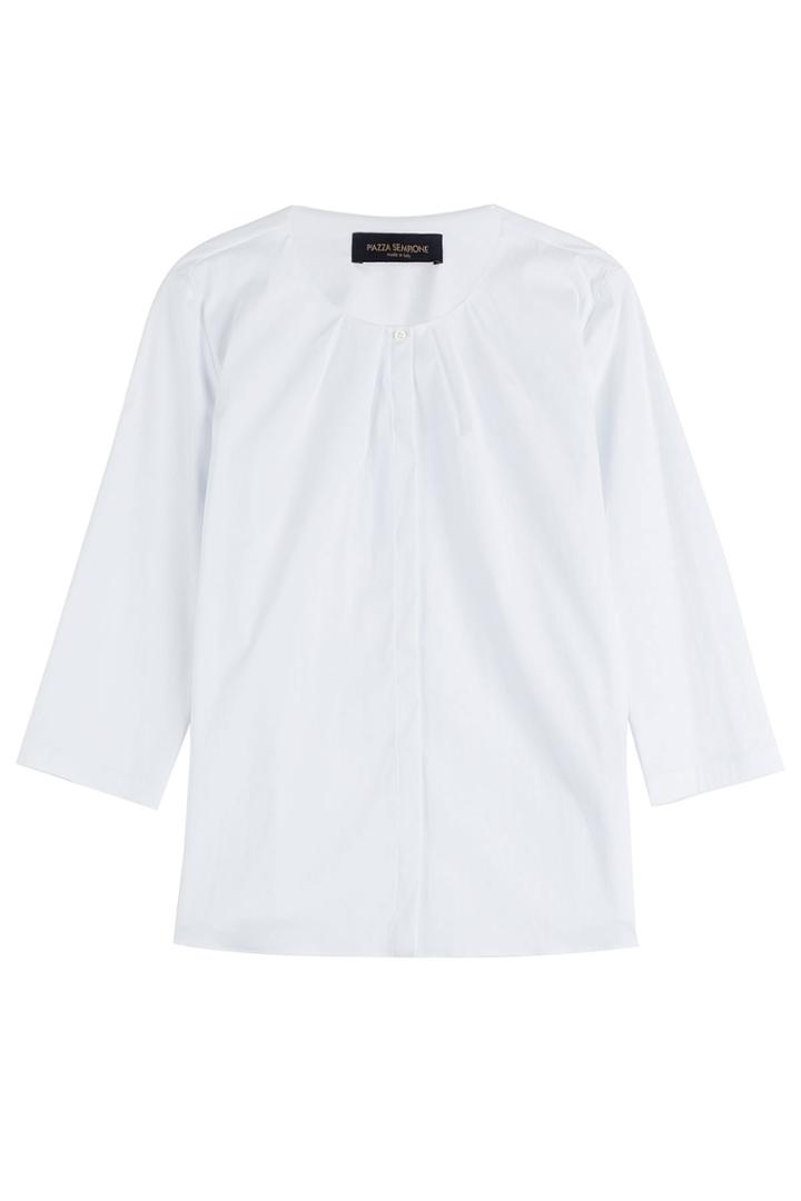 Piazza Sempione Piazza Sempione Pleated Front Cotton Top - White