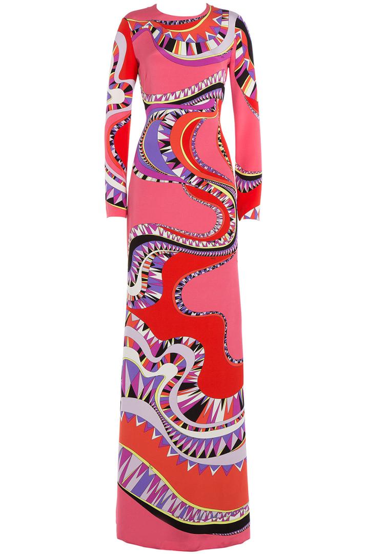 Emilio Pucci Emilio Pucci Printed Silk Maxi Dress - Multicolored
