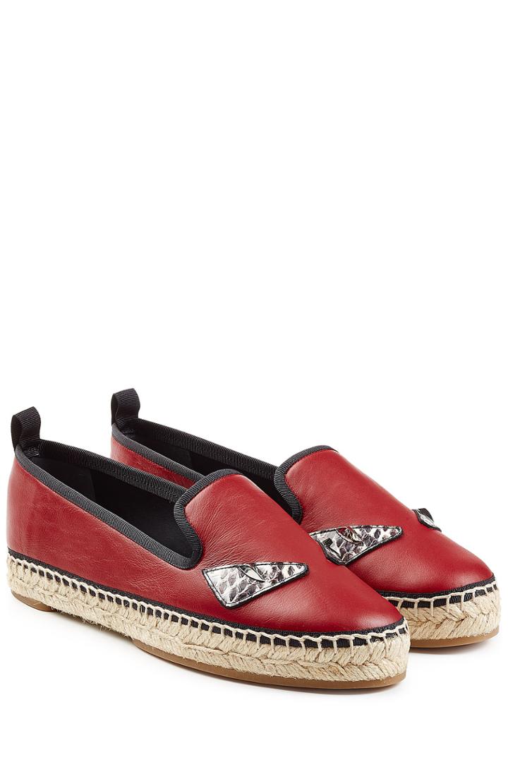 Fendi Fendi Bug Leather Espadrilles - Red