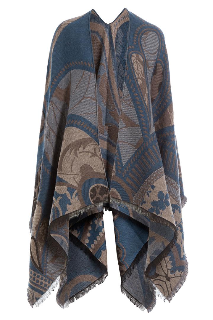 Etro Etro Patterned Wool-cotton Poncho - Beige