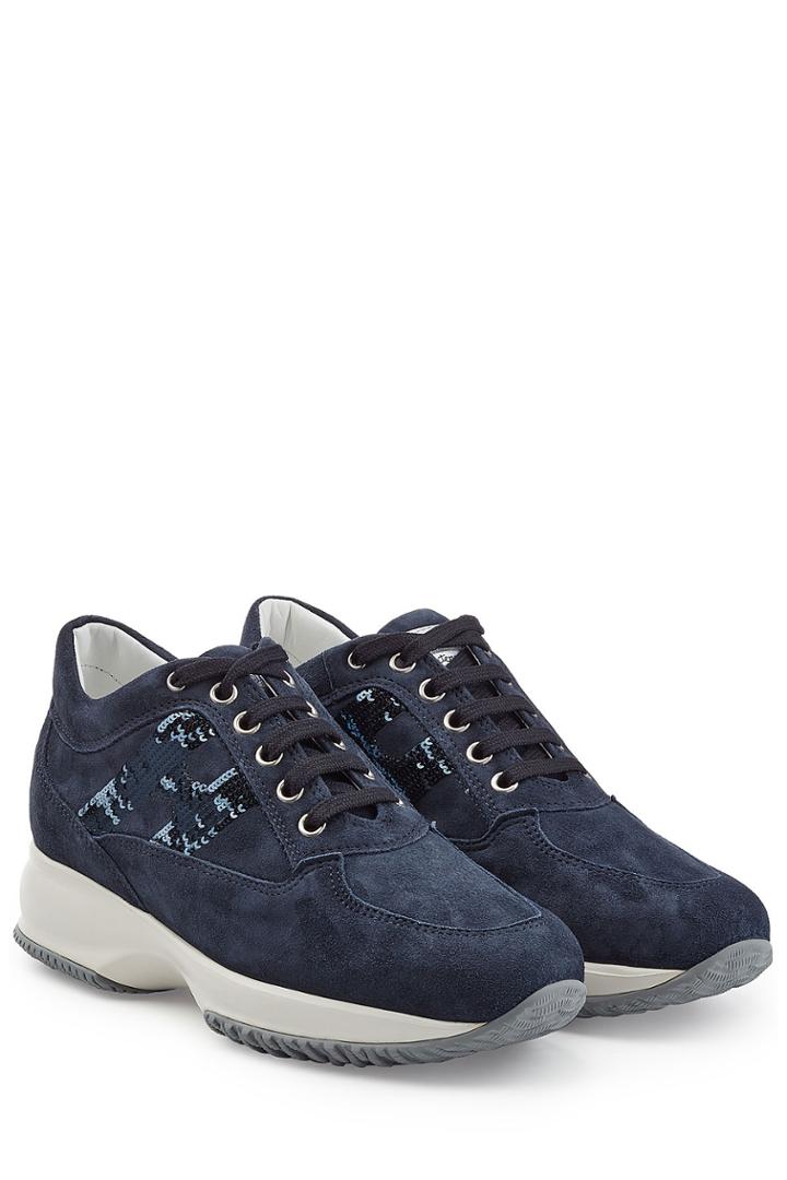 Hogan Hogan Suede Platform Sneakers With Embellished Logo - Blue