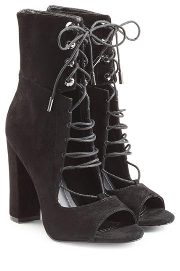 Kendall + Kylie Kendall + Kylie Suede Open Toe Ankle Boots - Black