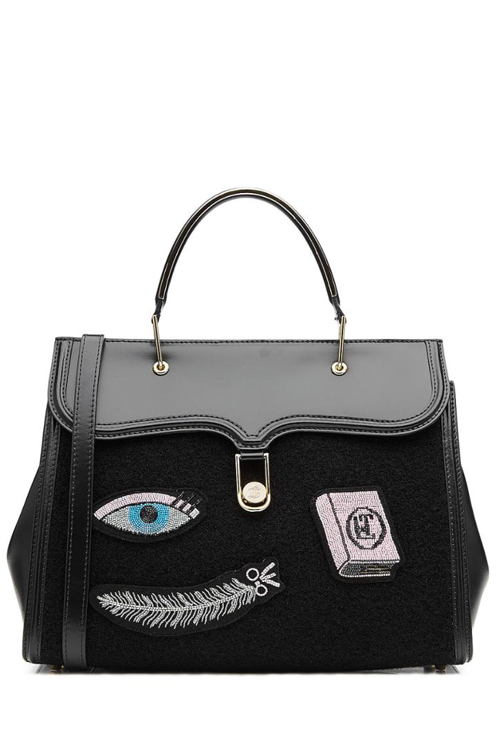Olympia Le-tan Olympia Le-tan Embroidered Leather Tote - Black