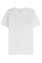 Majestic Majestic Linen T-shirt With V-neckline - White