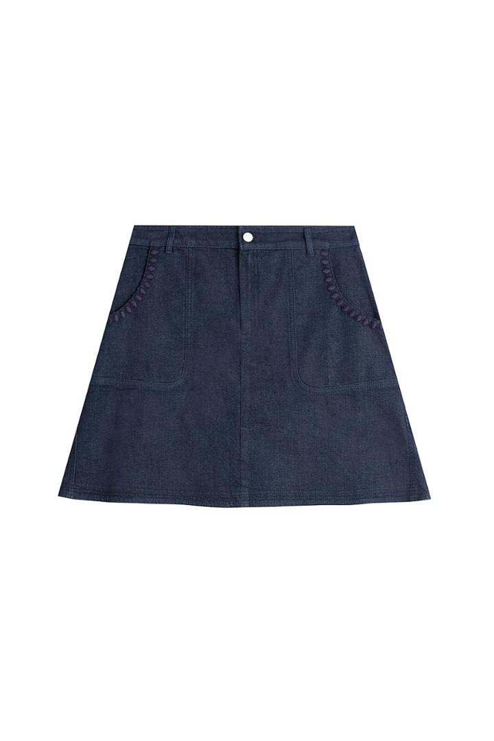 See By Chloé See By Chloé Jean Skirt With Embroidered Crochet Pockets - Blue