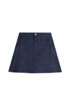 See By Chloé See By Chloé Jean Skirt With Embroidered Crochet Pockets - Blue