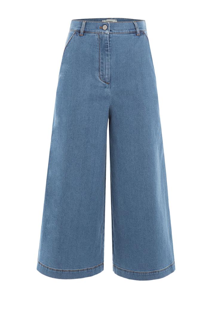 Fendi Fendi Cropped Denim Culottes - Blue