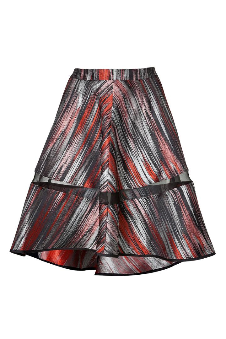 Ostwald Helgason Ostwald Helgason Graphic Print Draped Skirt In Red Brushstroke - 6