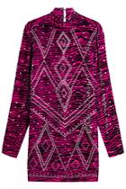Just Cavalli Just Cavalli Embellished Animal Print Velvet Dress - Magenta