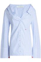 Off White Off White Striped Off-shoulder Cotton Shirt