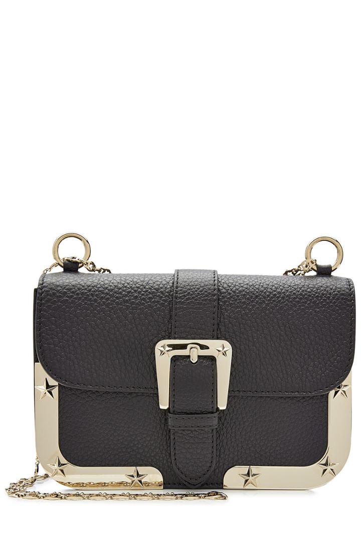 R.e.d. Valentino R.e.d. Valentino Leather Shoulder Bag With Gold-tone Frame - Black