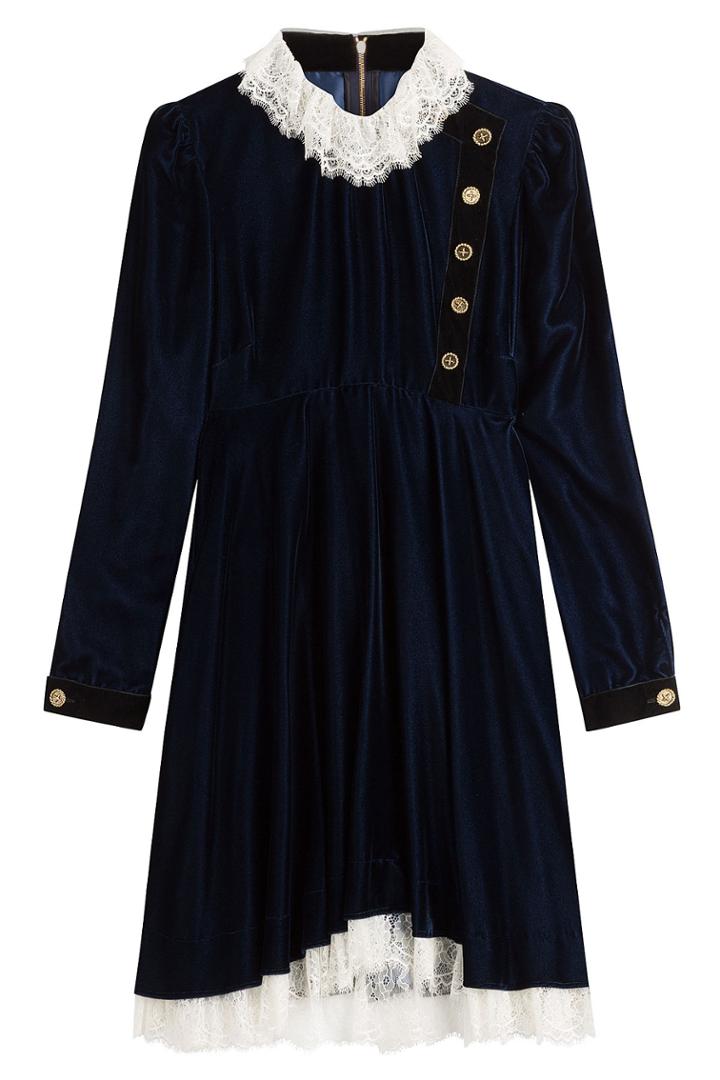 Philosophy Di Lorenzo Serafini Philosophy Di Lorenzo Serafini Velvet Dress With Lace - Red