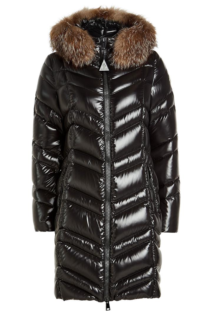 Moncler Moncler Fulmar Down Coat With Fur-trimmed Hood