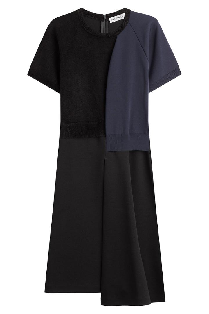 Jil Sander Jil Sander Wool-jersey Colorblock Dress