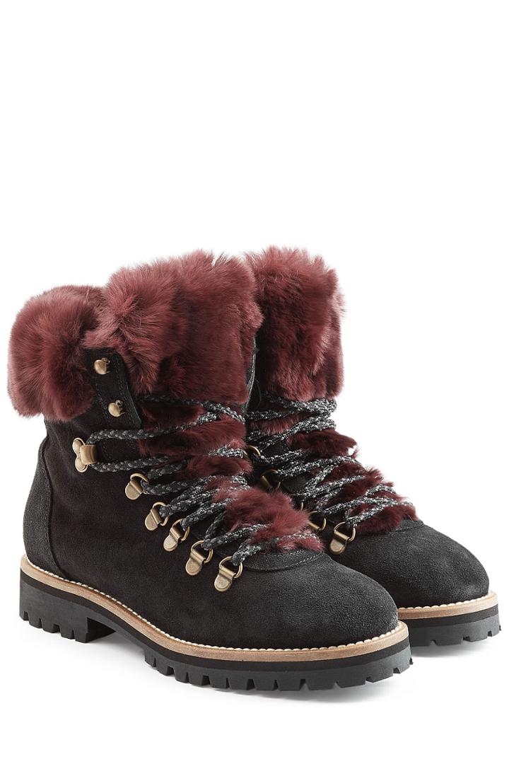 Mr & Mrs Italy Mr & Mrs Italy Suede Ankle Boots With Rabbit Fur - Black