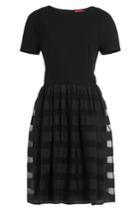 Hugo Hugo Dress With Sheer Striped Skirt - Black