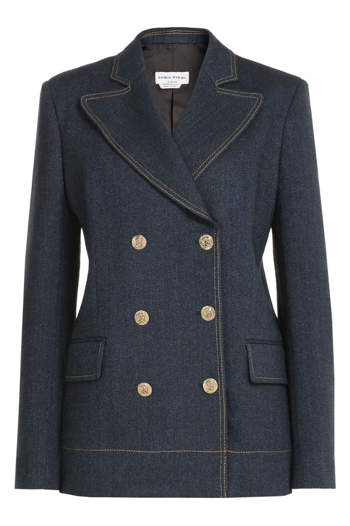 Sonia Rykiel Sonia Rykiel Double Breasted Denim Blazer - Blue
