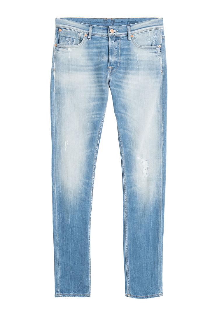 Seven For All Mankind Seven For All Mankind Distressed Slim Leg Jeans - Blue