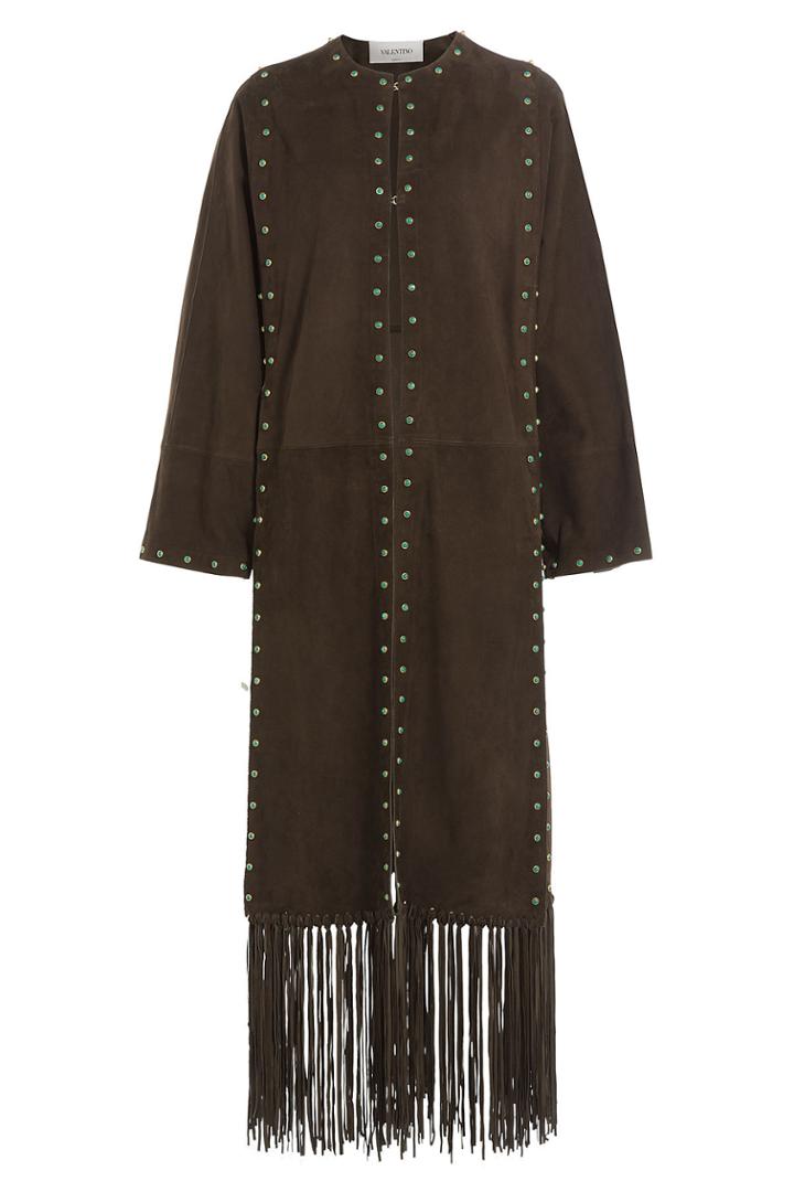 Valentino Valentino Suede Coat With Fringe - None