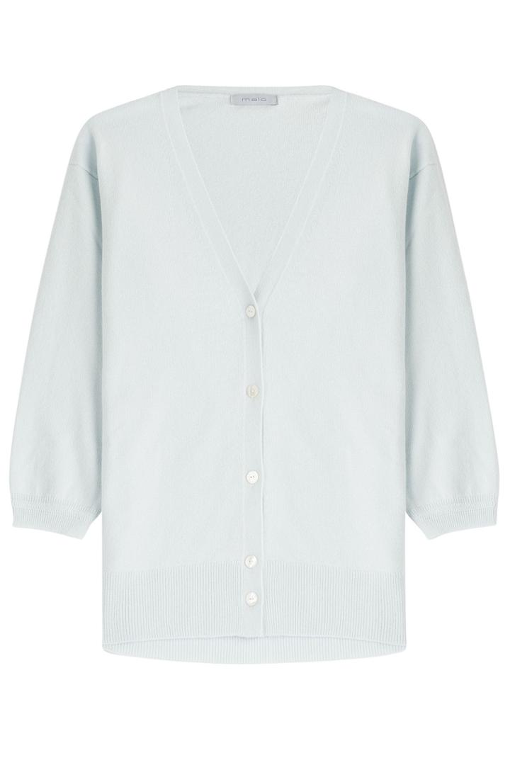 Malo Malo Cashmere Cropped Sleeve Cardigan - Turquoise