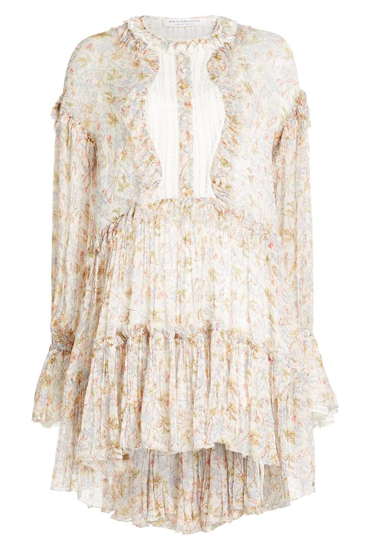 Philosophy Di Lorenzo Serafini Philosophy Di Lorenzo Serafini Printed Dress With Flutter Detail