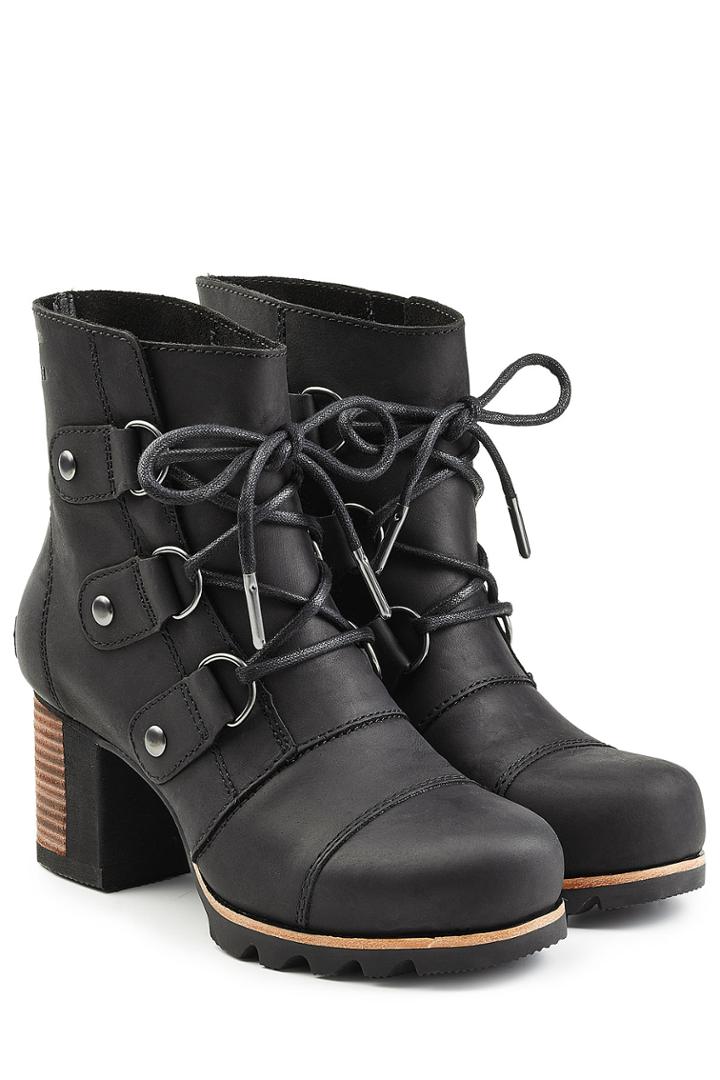 Sorel Sorel Leather Ankle Boots With Block Heel - Black