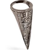 Lynn Ban Black Rhodium Silver Eye Ring With Diamonds