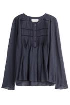 See By Chloé See By Chloé Cotton Peasant Top With Pleating - Blue