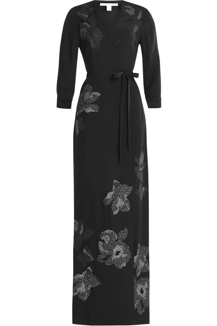 Diane Von Furstenberg Diane Von Furstenberg Embellished Printed Wrap Dress - None