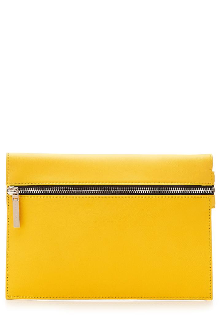 Victoria Beckham Victoria Beckham Small Zip Leather Clutch - Yellow