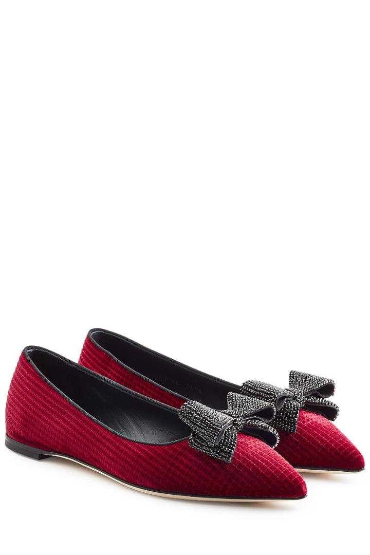 Giuseppe Zanotti Giuseppe Zanotti Velvet Ballerinas With Bow Detail