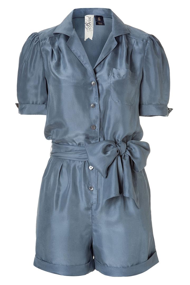Bird By Juicy Couture Bird By Juicy Couture Steel Blue Washed Silk Jumpsuit