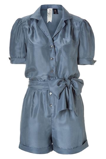 Bird By Juicy Couture Bird By Juicy Couture Steel Blue Washed Silk Jumpsuit