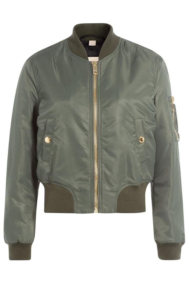 Burberry Brit Burberry Brit Satin Breton Bomber Jacket - Green
