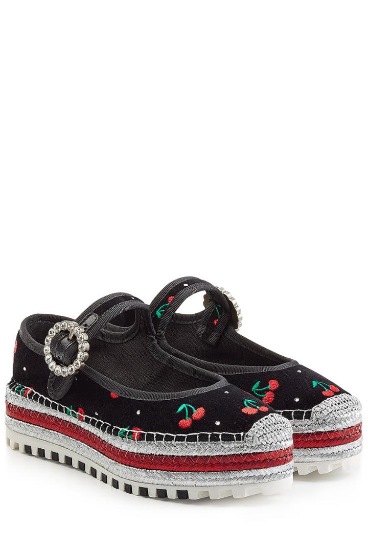 Marc By Marc Jacobs Marc By Marc Jacobs Embroidered Velvet Mary-janes