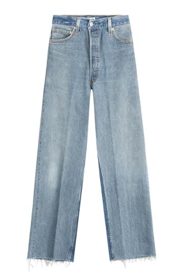 Re/done Re/done Wide Leg Cropped Jeans - Blue