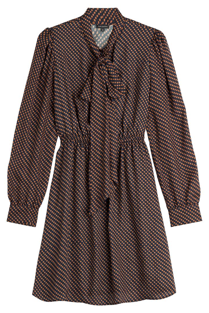 Tara Jarmon Tara Jarmon Tie-neck Flared Dress - Dots