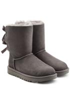 Ugg Ugg Short Bailey Bow Suede Boots With Shearling Insole
