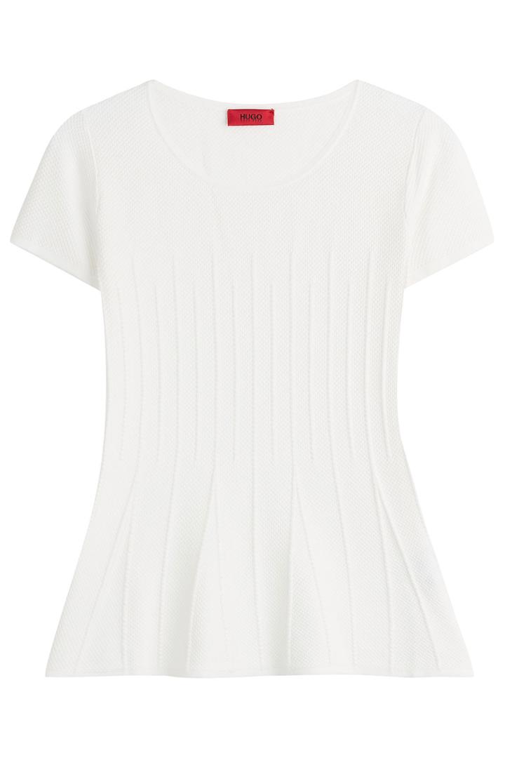 Hugo Hugo Knit Top With Flared Hem - White