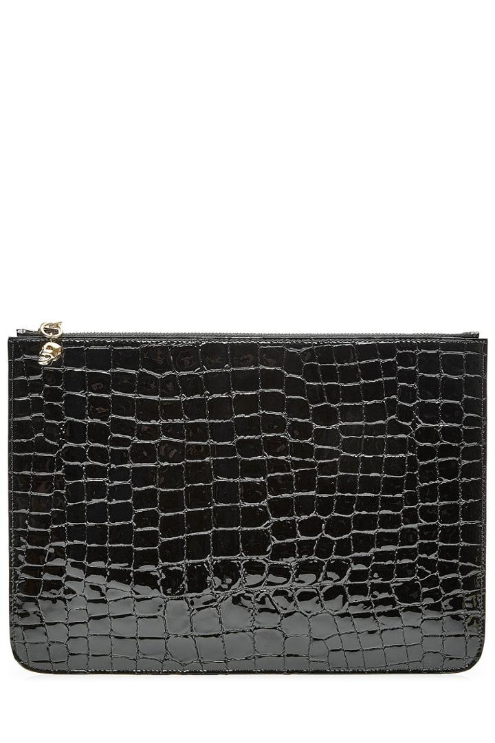 Alexander Mcqueen Alexander Mcqueen Embossed Leather Zipped Pouch