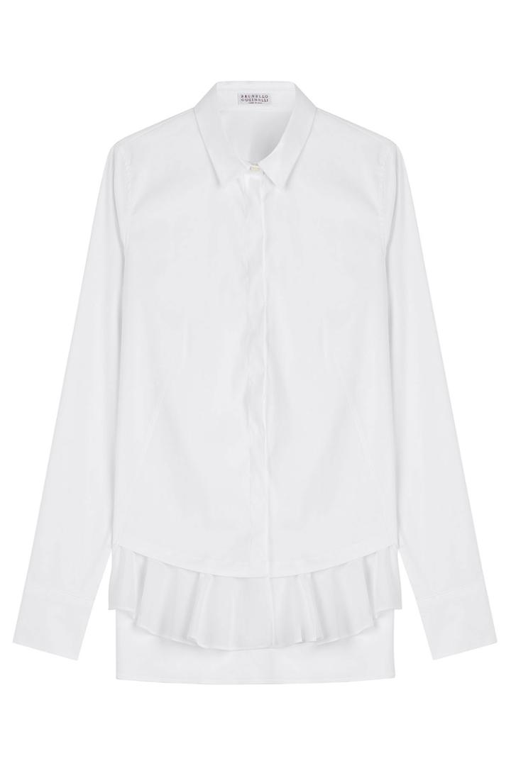 Brunello Cucinelli Brunello Cucinelli Cotton Shirt With Ruffle Detail - White
