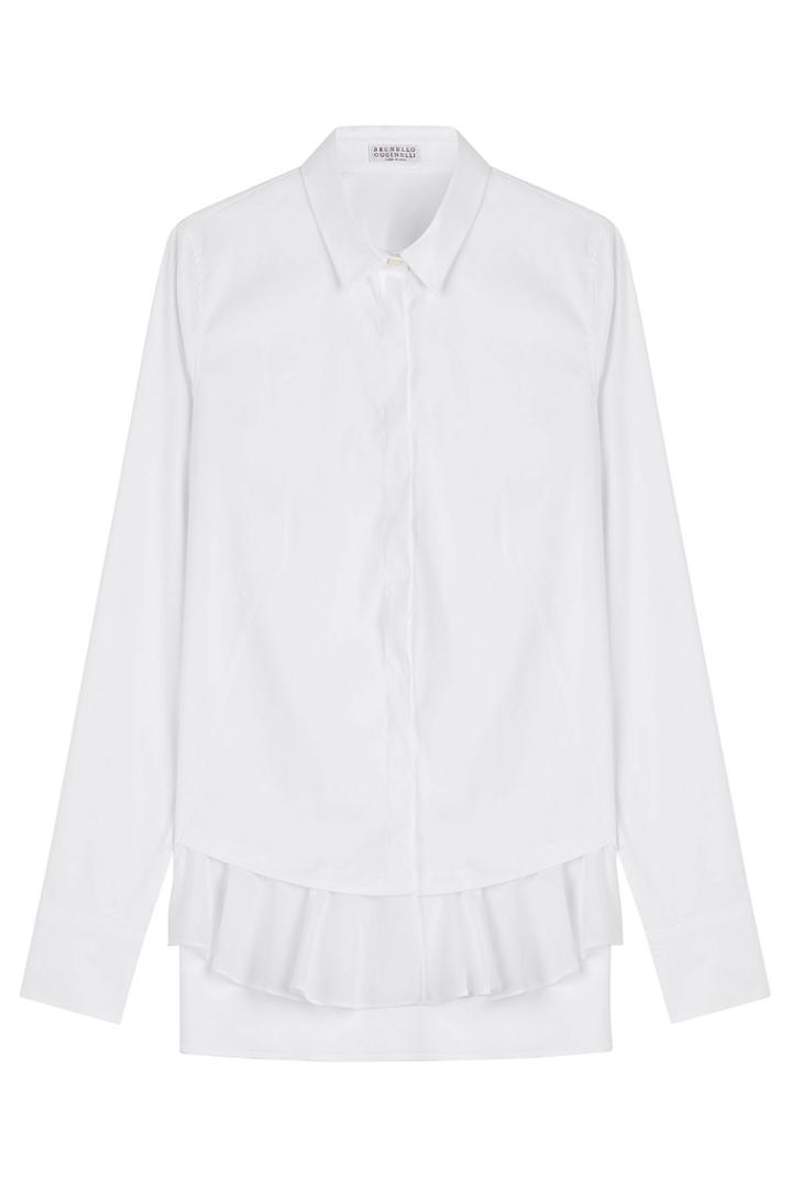 Brunello Cucinelli Brunello Cucinelli Cotton Shirt With Ruffle Detail - White