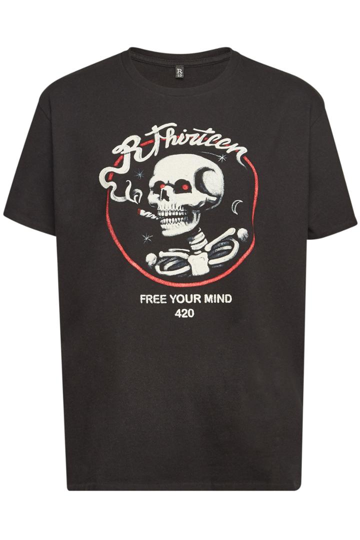 R13 R13 Cotton Spray Skull Boy T-shirt