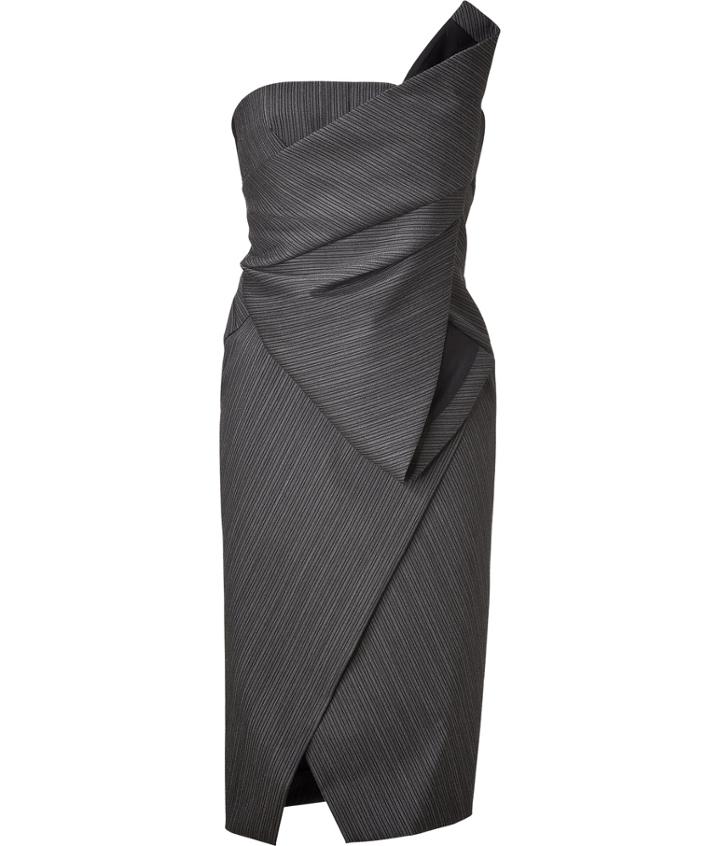 Donna Karan Anthracite Structured Origami Bustier Dress
