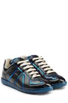 Maison Margiela Maison Margiela Patent Leather Sneakers With Metallic Trims - Black