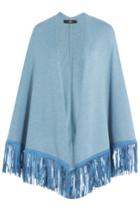 Steffen Schraut Steffen Schraut Fringed Poncho With Cashmere - Blue