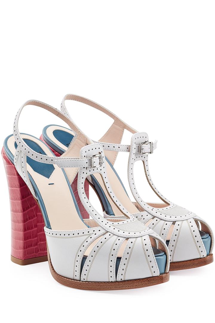 Fendi Fendi Color Block Leather Platform Sandals - Multicolor