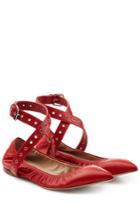 Valentino Valentino Leather Ballerinas With Eyelets - Red