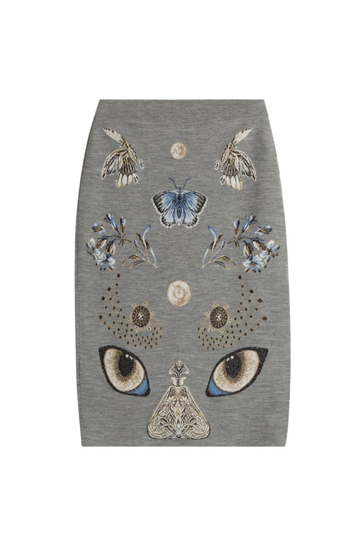 Alexander Mcqueen Alexander Mcqueen Printed Skirt With Metallic Thread - Grey